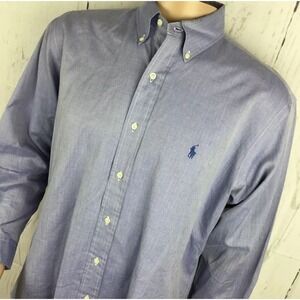 Ralph‎ Lauren Shirt Yarmouth 100% Two Play Cotton Button Front Long Sleeve Sz 16